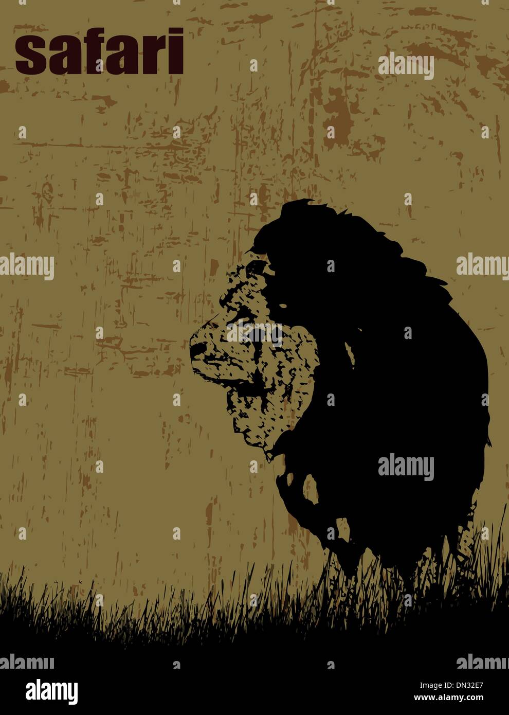 Lion silhouette sur grunge background Illustration de Vecteur