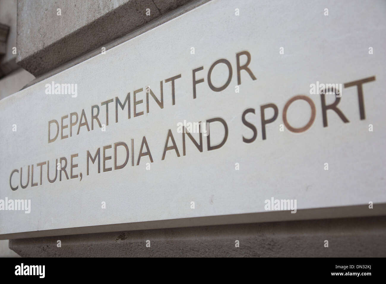 Signe pour le ministère de la Culture, des médias et du Sport. Londres, Royaume-Uni. Banque D'Images