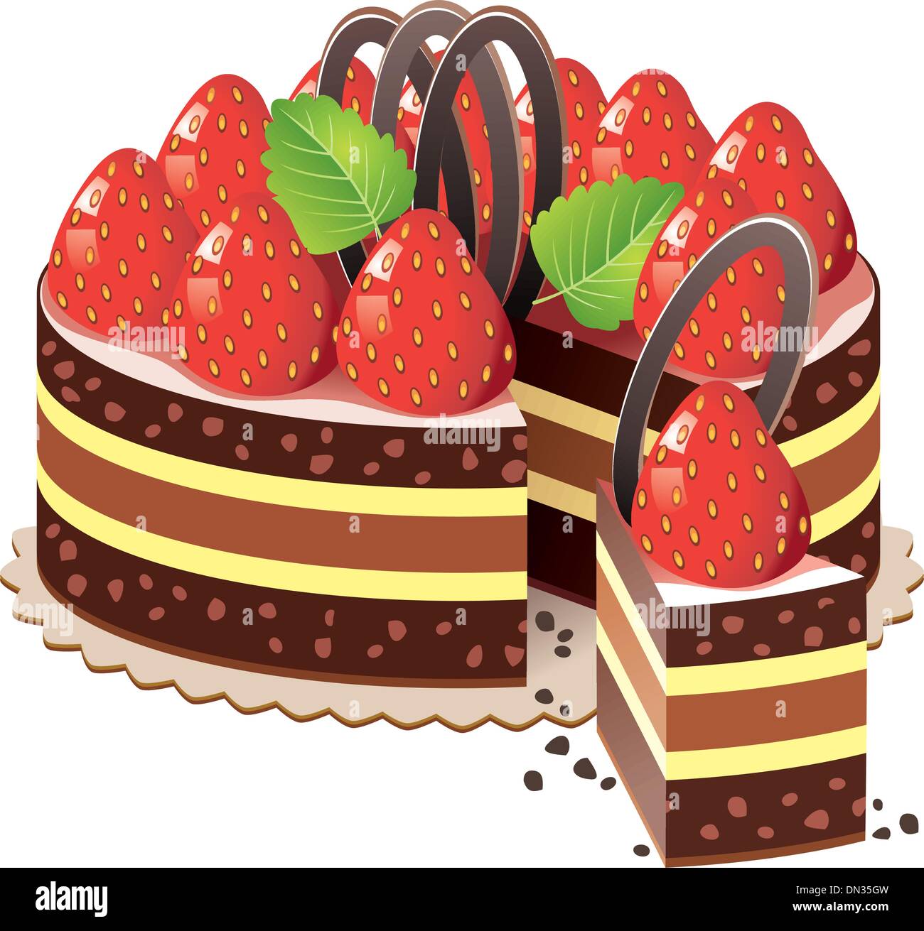 Gâteau aux fraises avec vecteur Illustration de Vecteur