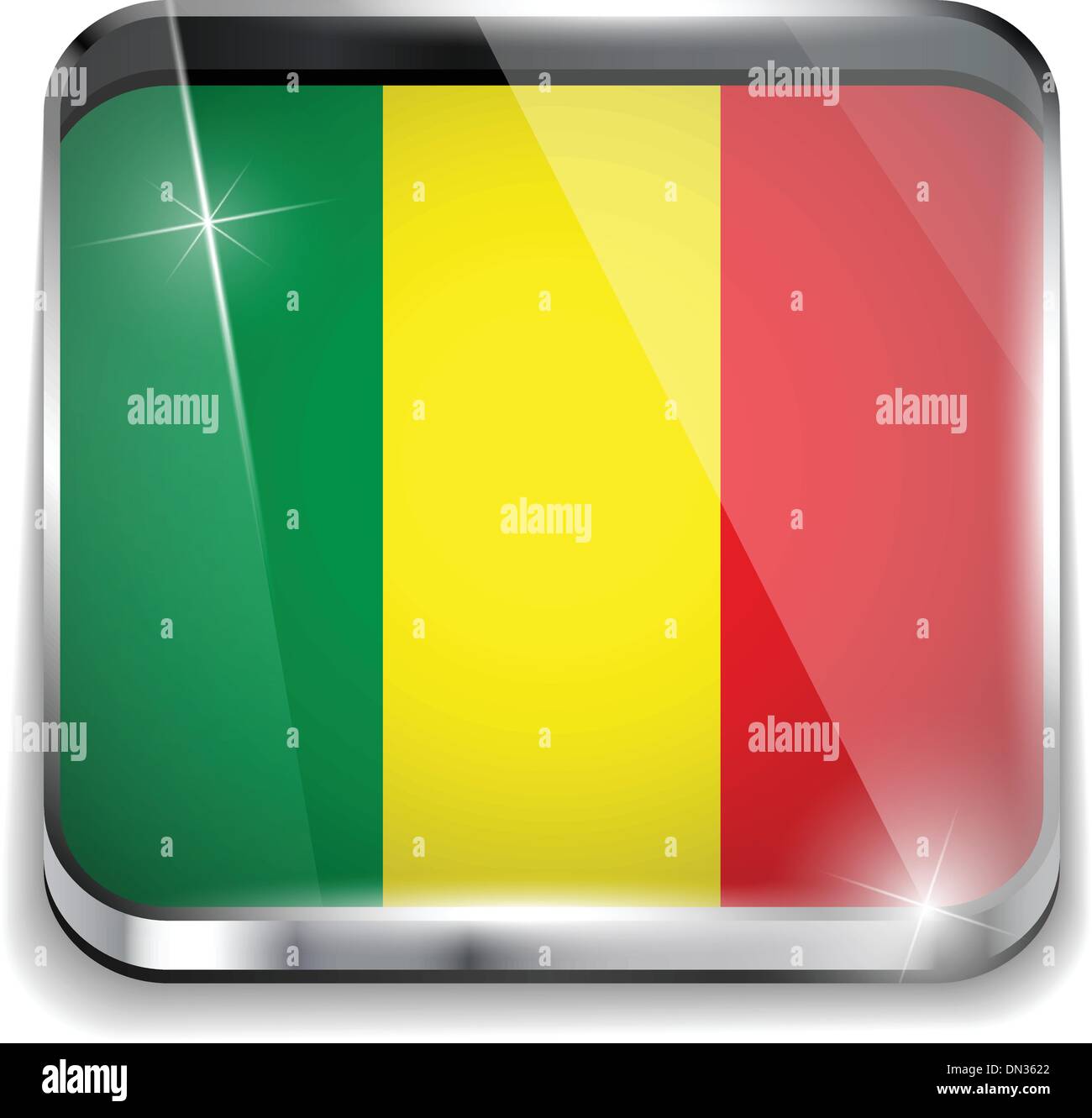 Drapeau Mali boutons carrés Application Smartphone Illustration de Vecteur