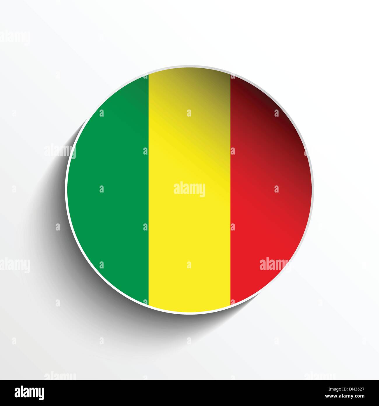 Drapeau Mali cercle de papier bouton d'ombre Illustration de Vecteur