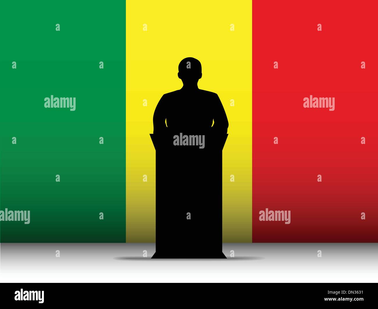 Mali Discours Tribune d'ossature avec drapeau Historique Illustration de Vecteur