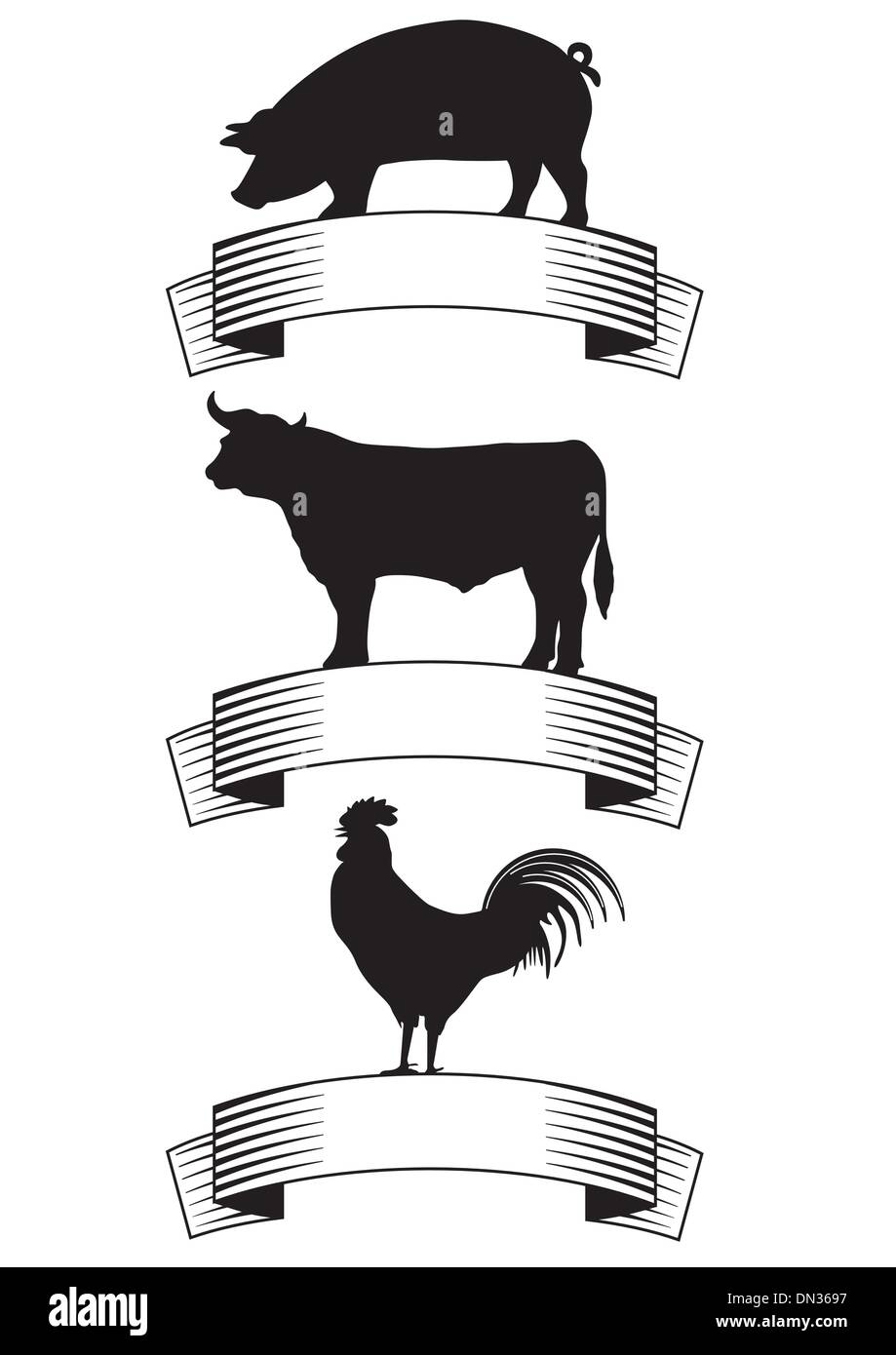 Boeuf, porc, volaille Illustration de Vecteur
