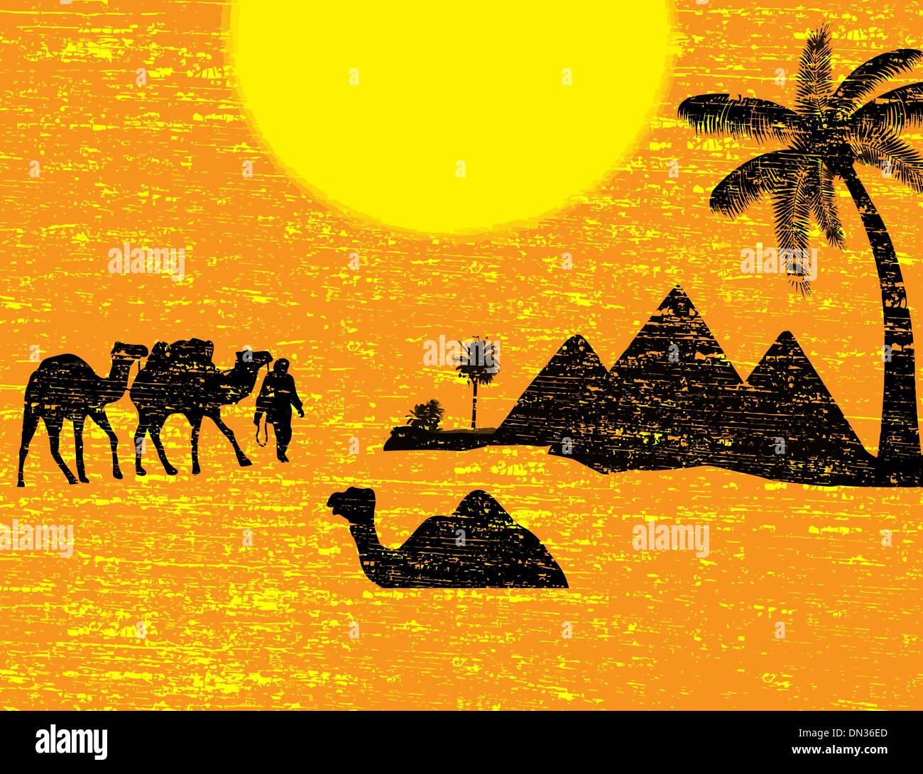 Caravane de chameaux bédouin Illustration de Vecteur