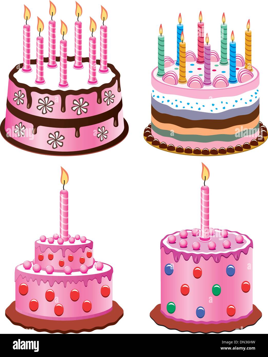 Des gâteaux d'anniversaire de vecteur Illustration de Vecteur