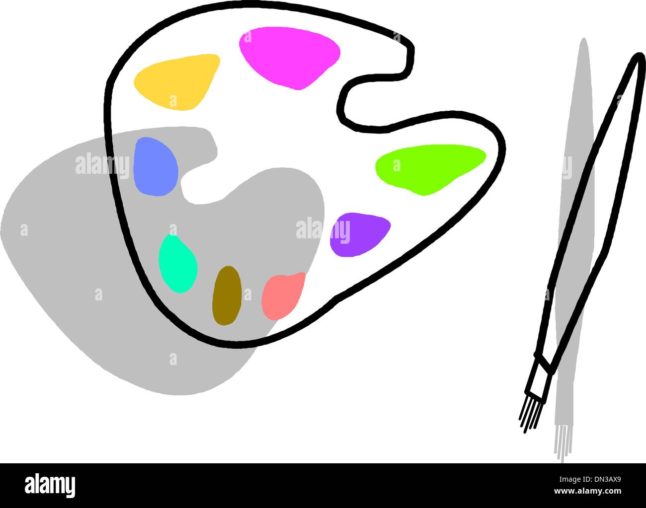 Palette en bois avec brosse Illustration de Vecteur