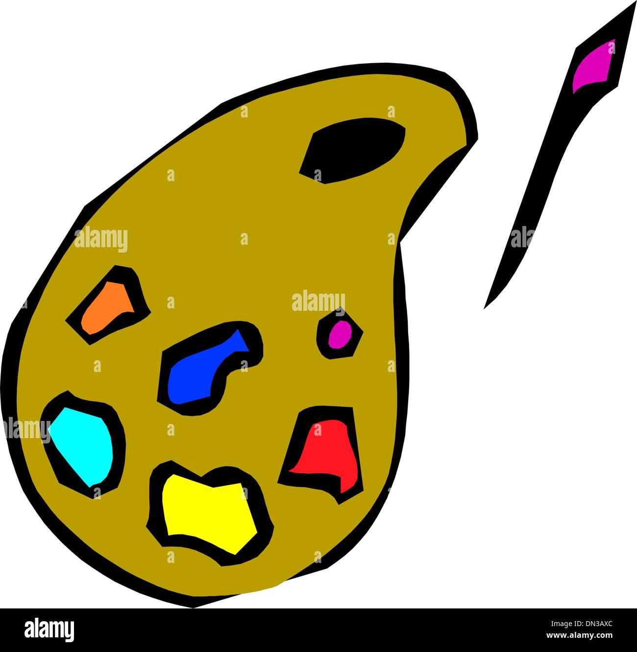 Palette en bois avec brosse Illustration de Vecteur