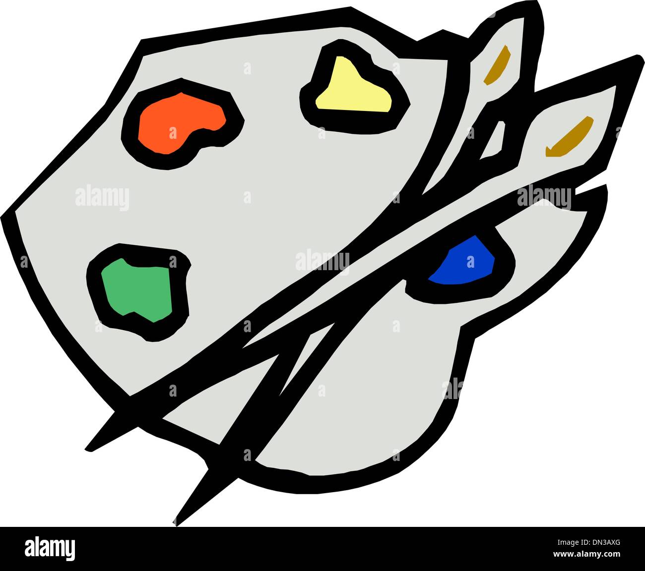 Palette en bois avec des brosses Illustration de Vecteur