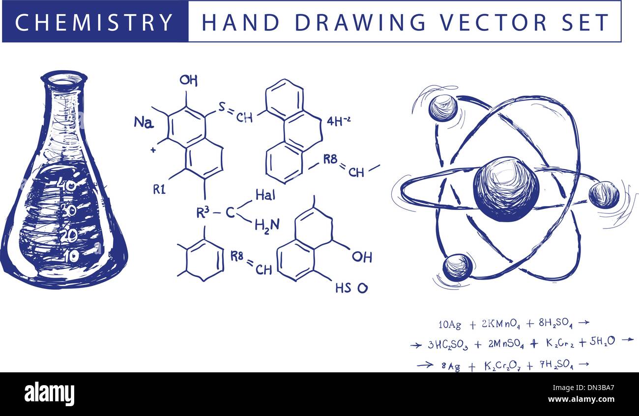 Dessin à la main de chimie Illustration de Vecteur