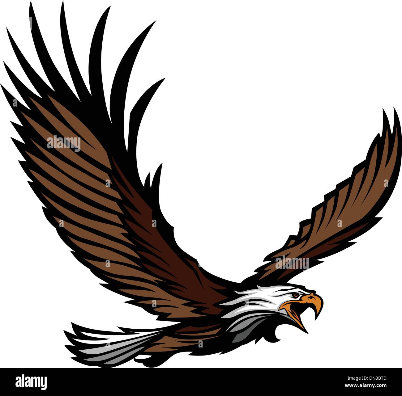 Flying Eagle avec ailes déployées Illustration de Vecteur
