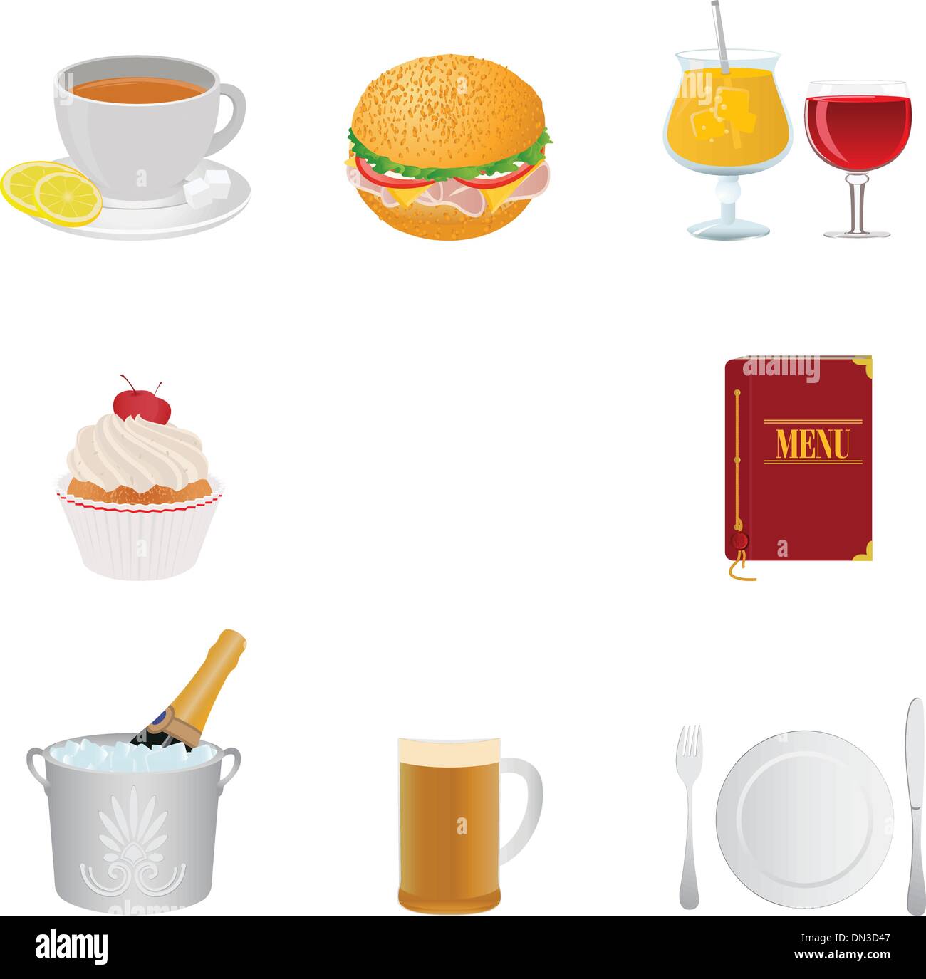 Icônes Restaurant Illustration de Vecteur