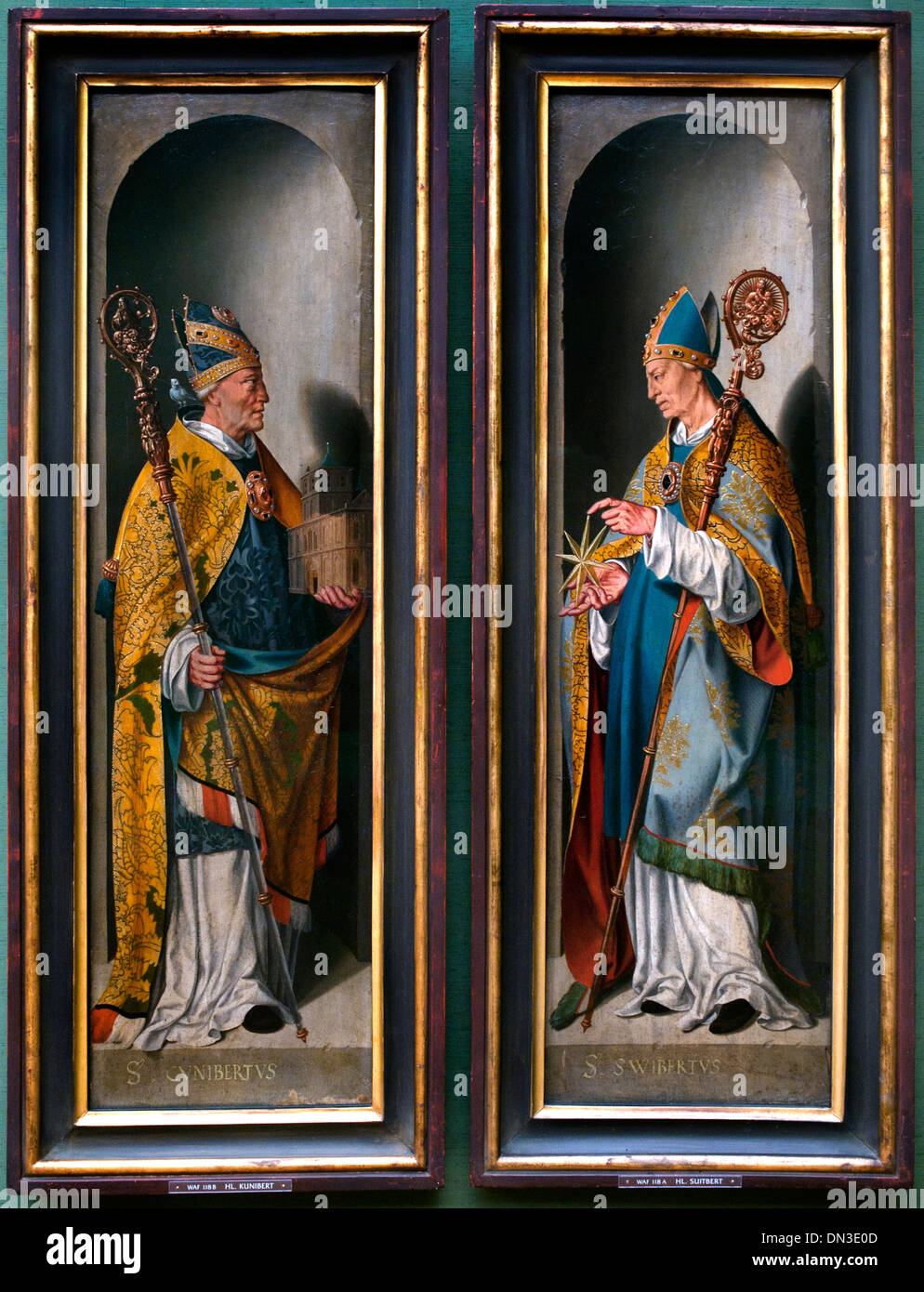 Saint Suitbert saint gauche - droite ailes autel Kunibert 15 siècle allemand Allemagne Banque D'Images
