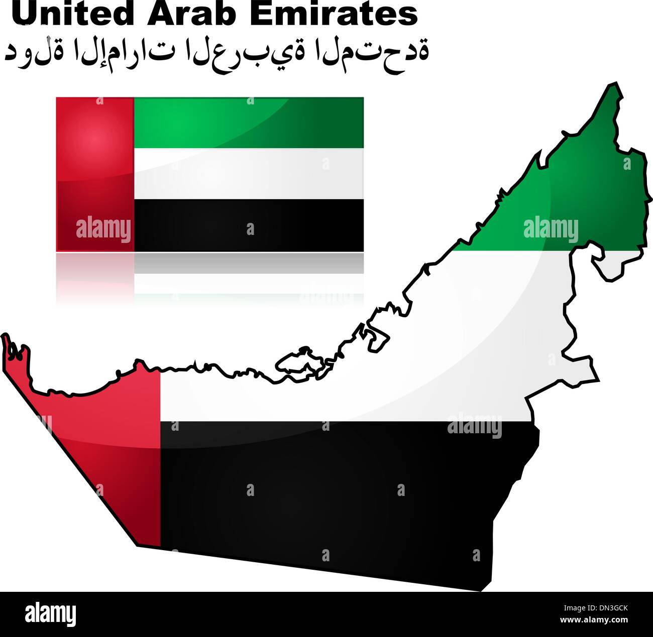 Emirats Arabes Unis la carte et drapeau Illustration de Vecteur