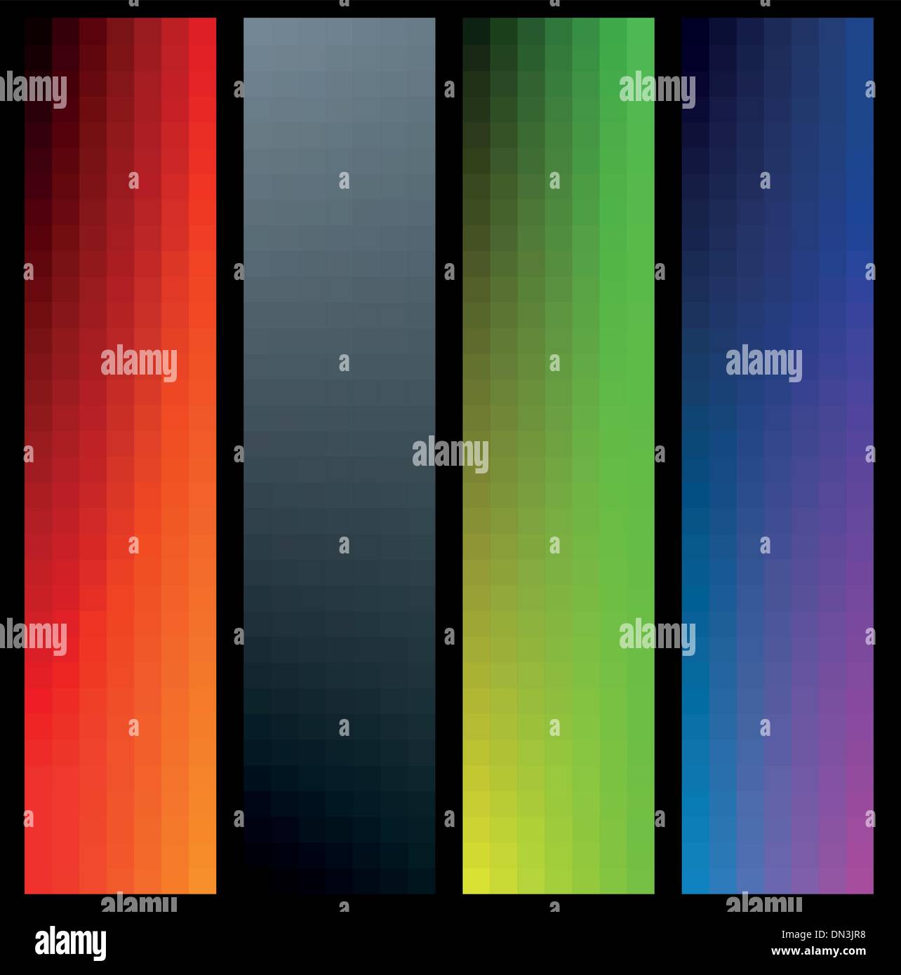 Bandeaux de couleur du dégradé en format vertical sur bacground noir Illustration de Vecteur