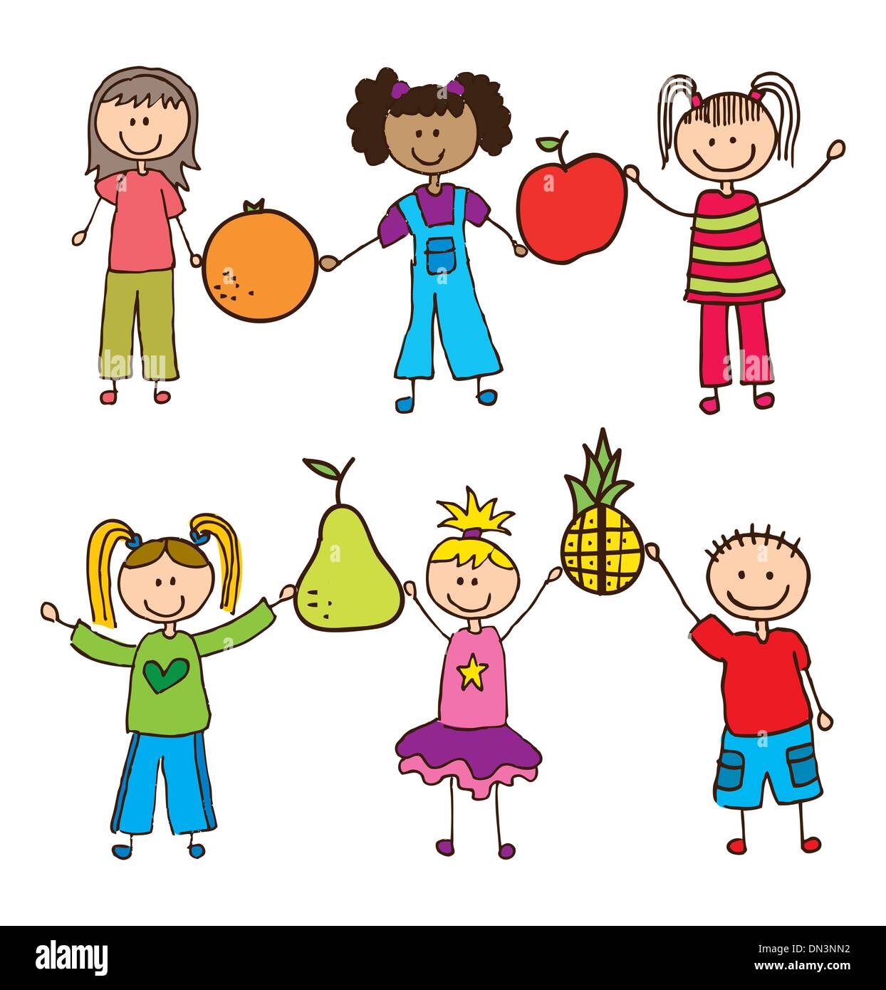 enfants et fruits Illustration de Vecteur