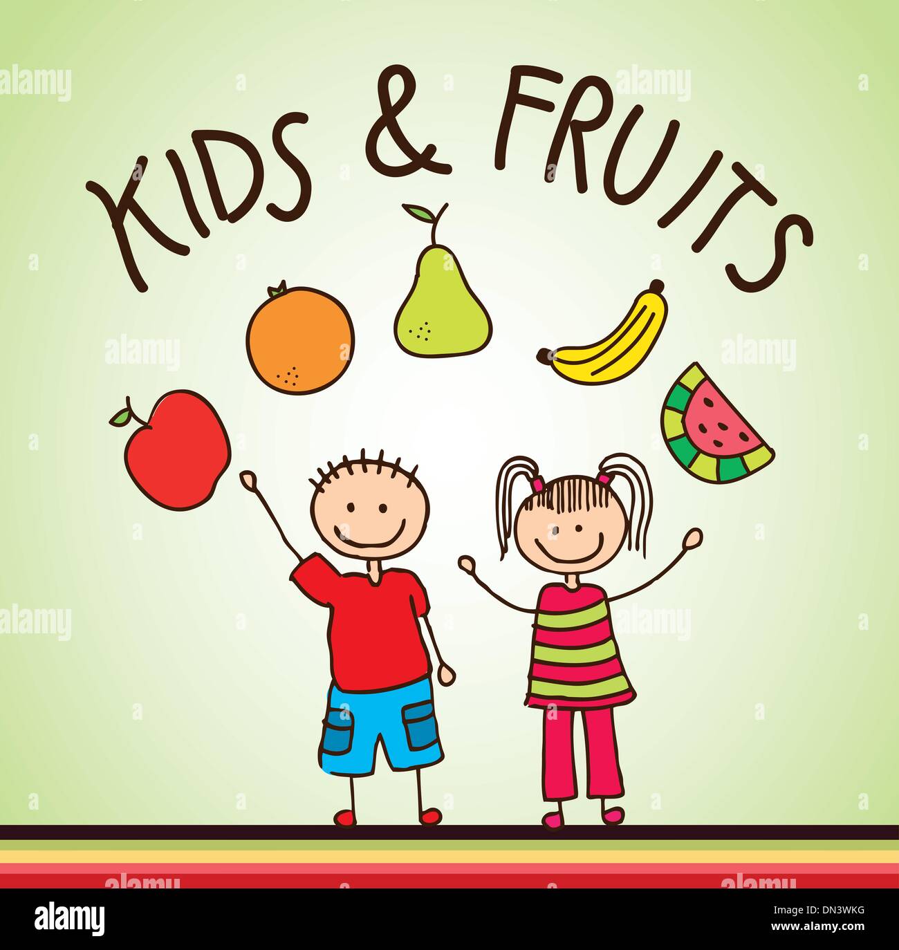 enfants et fruits Illustration de Vecteur