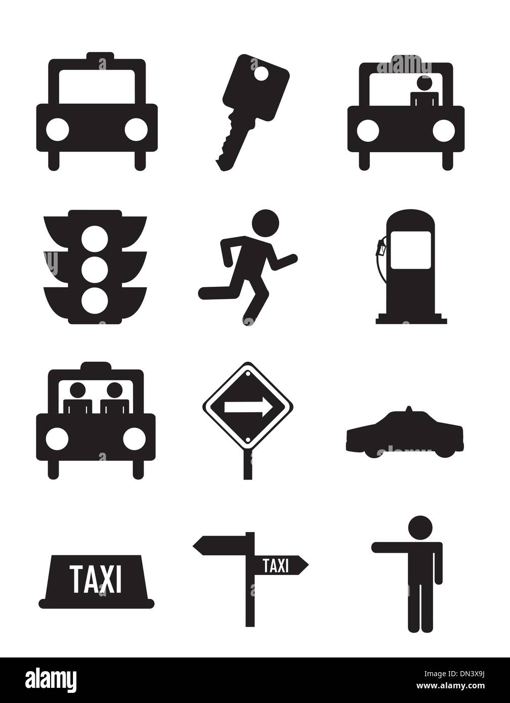 icônes de taxi Illustration de Vecteur