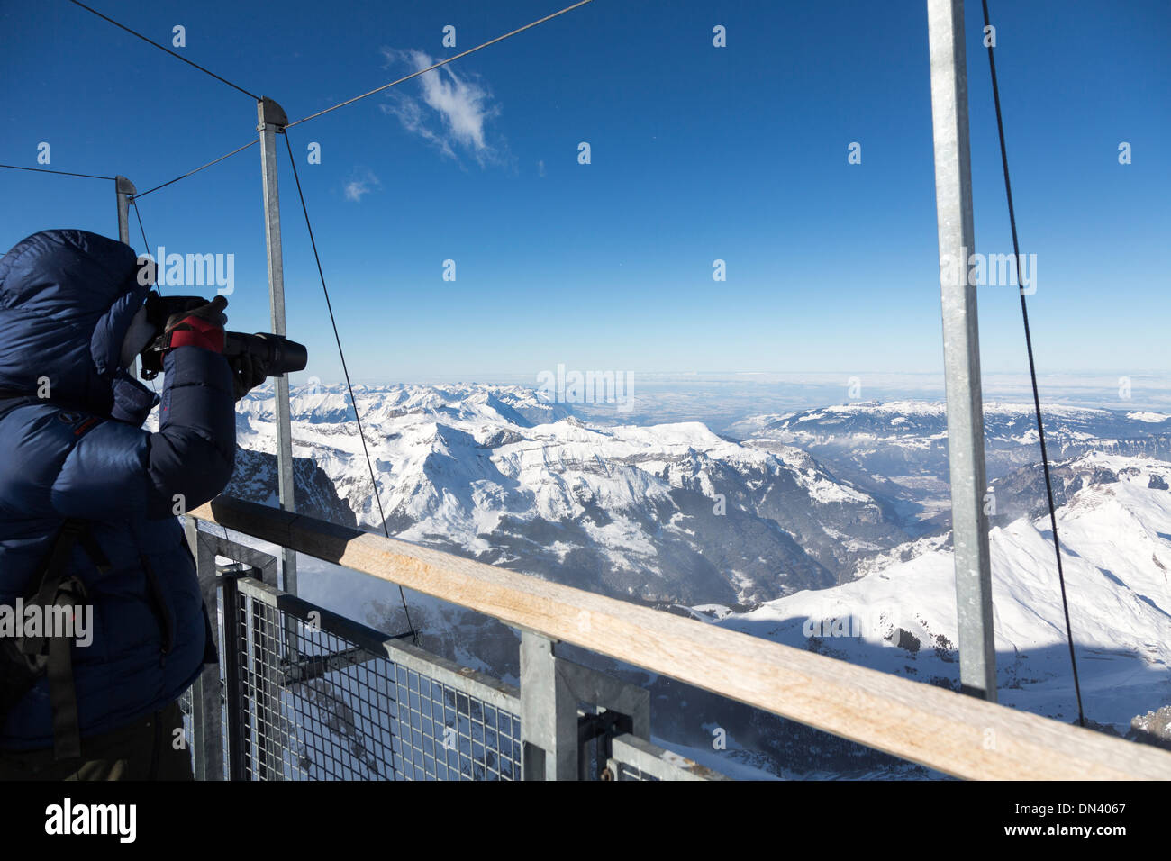 La photographie à partir du pont de l'Observatoire du Sphinx, Jungfraujoch, Suisse Banque D'Images
