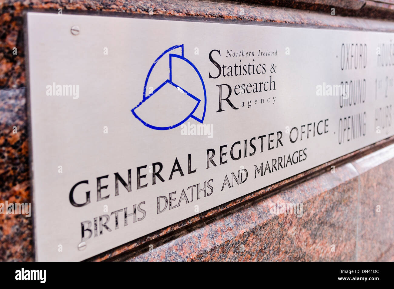 Le General Register Office for Northern Ireland (GRONI) pour l'enregistrement des naissances, décès et mariages Banque D'Images