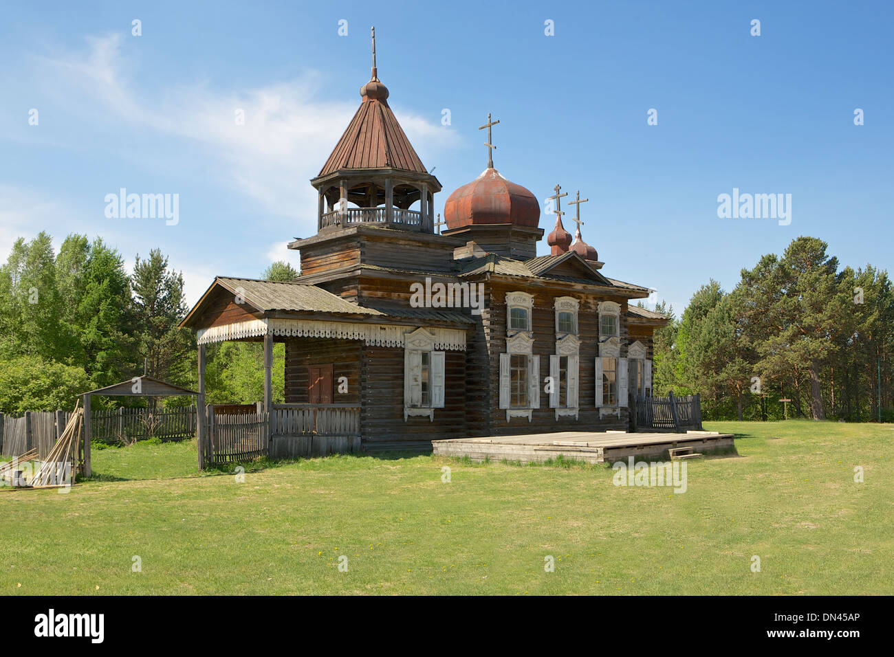 Le Musée de Taltsy de l'architecture et de l'ethnographie (le Musée de l'architecture en bois), près de Irkutz, Sibérie, Russie Banque D'Images