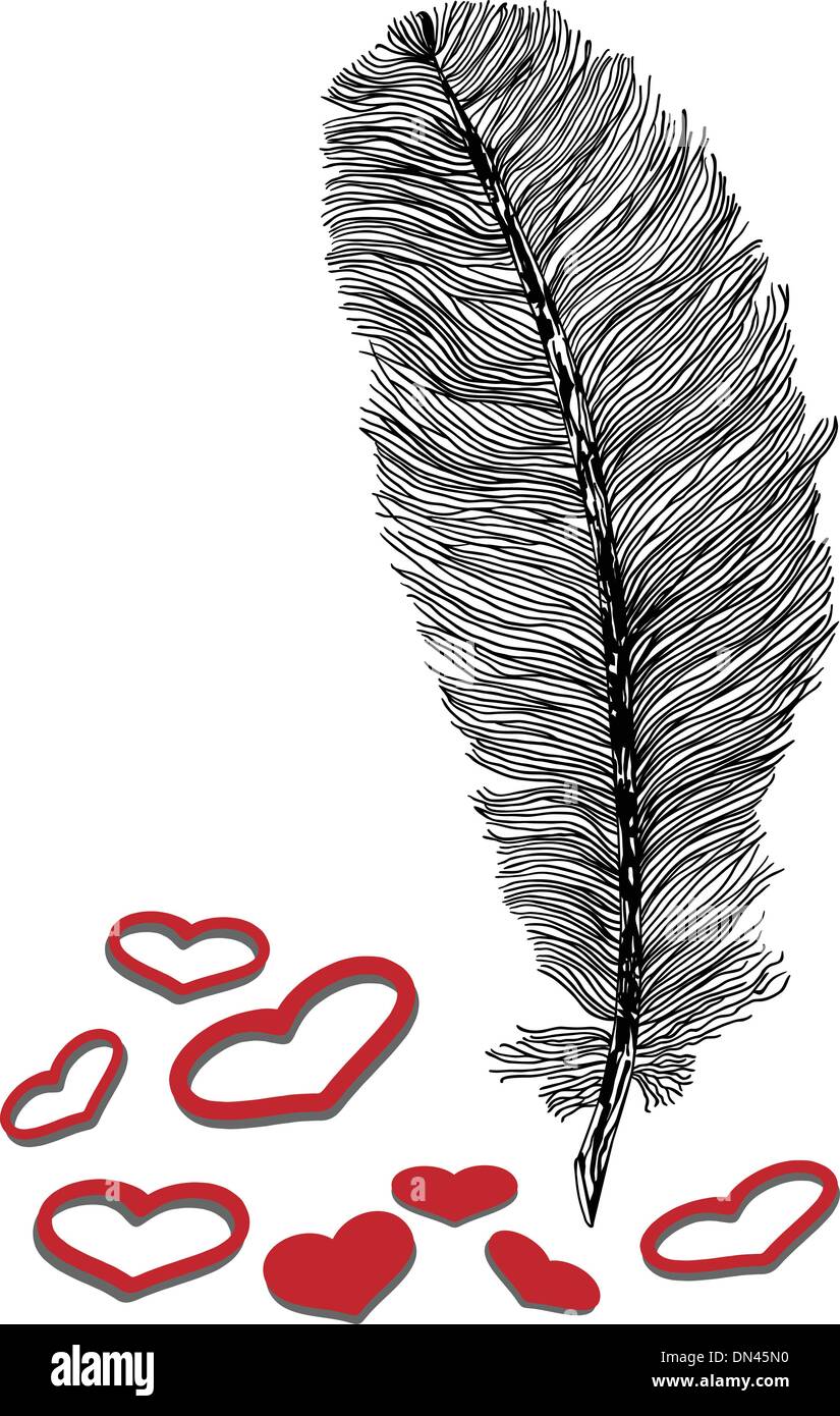 Plume et coeur illustration Illustration de Vecteur