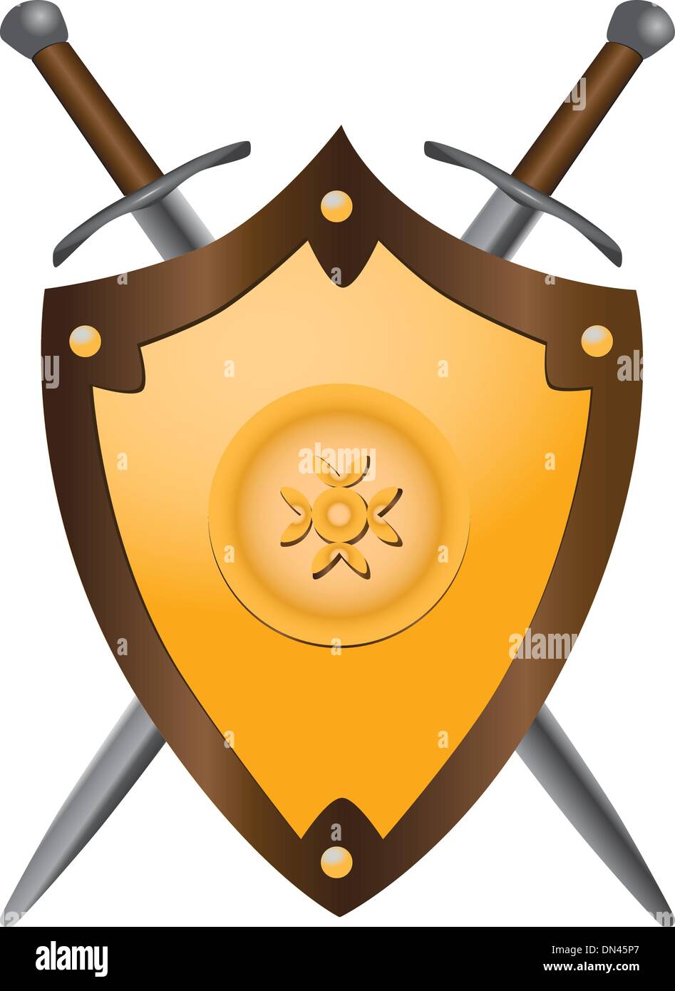 Épées médiévales avec blindage Illustration de Vecteur