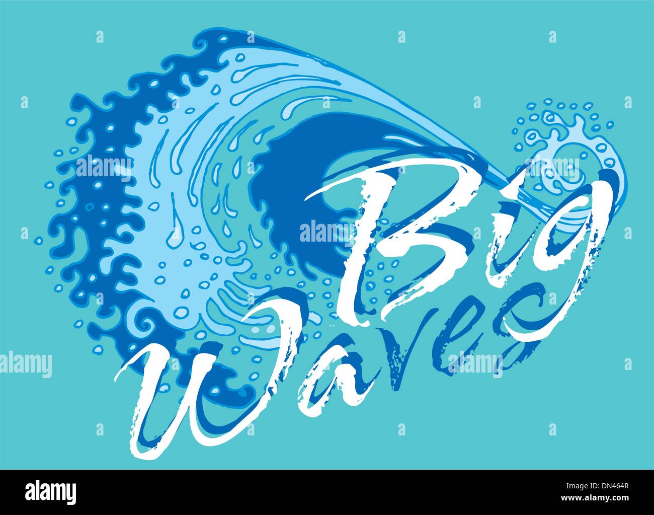 Fond bleu big wave vector art Illustration de Vecteur