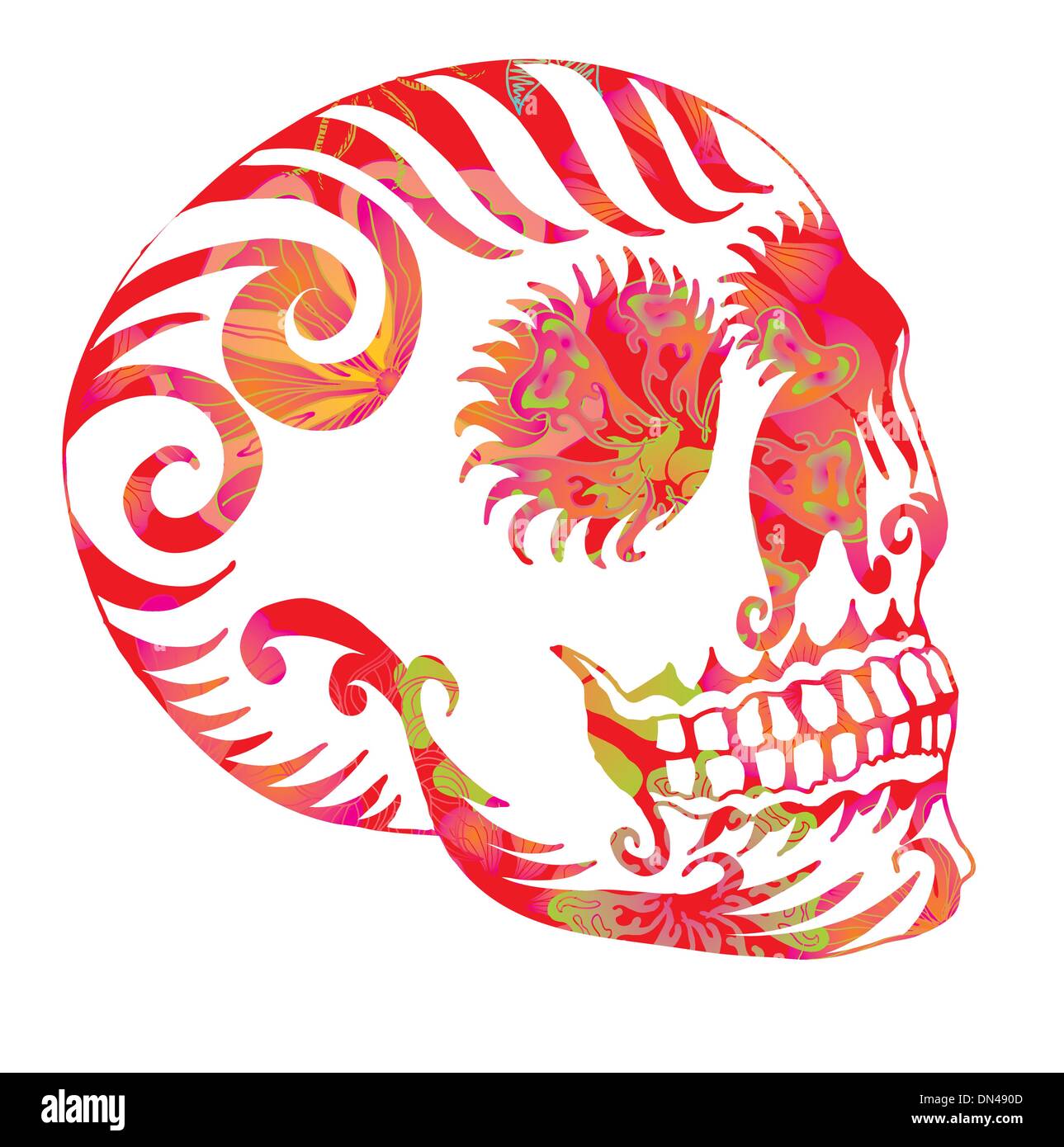 Tribal tatouage crâne mexicain vector art Illustration de Vecteur