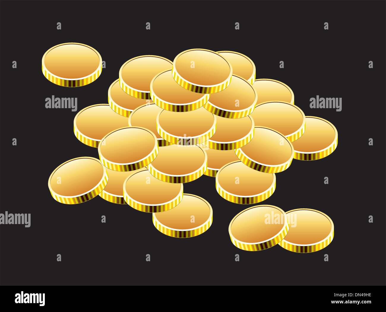 Vector pièces d'or sur fond noir Illustration de Vecteur