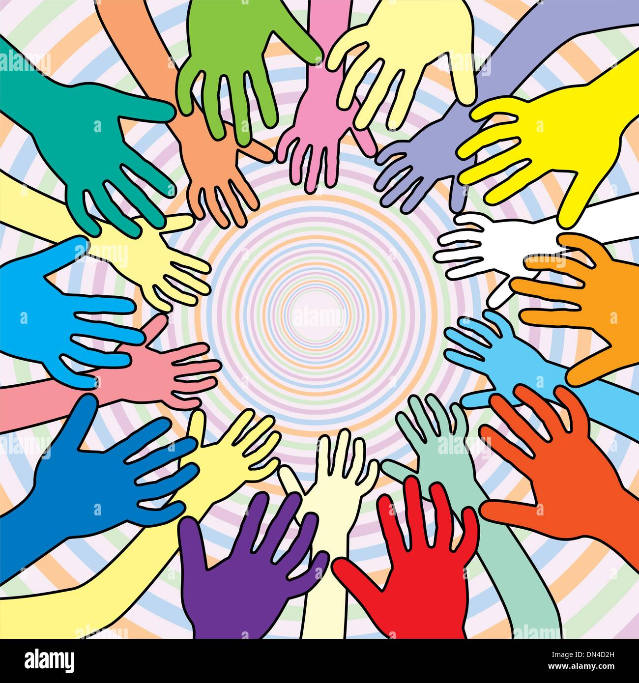 Vector illustration of colorful hands Illustration de Vecteur