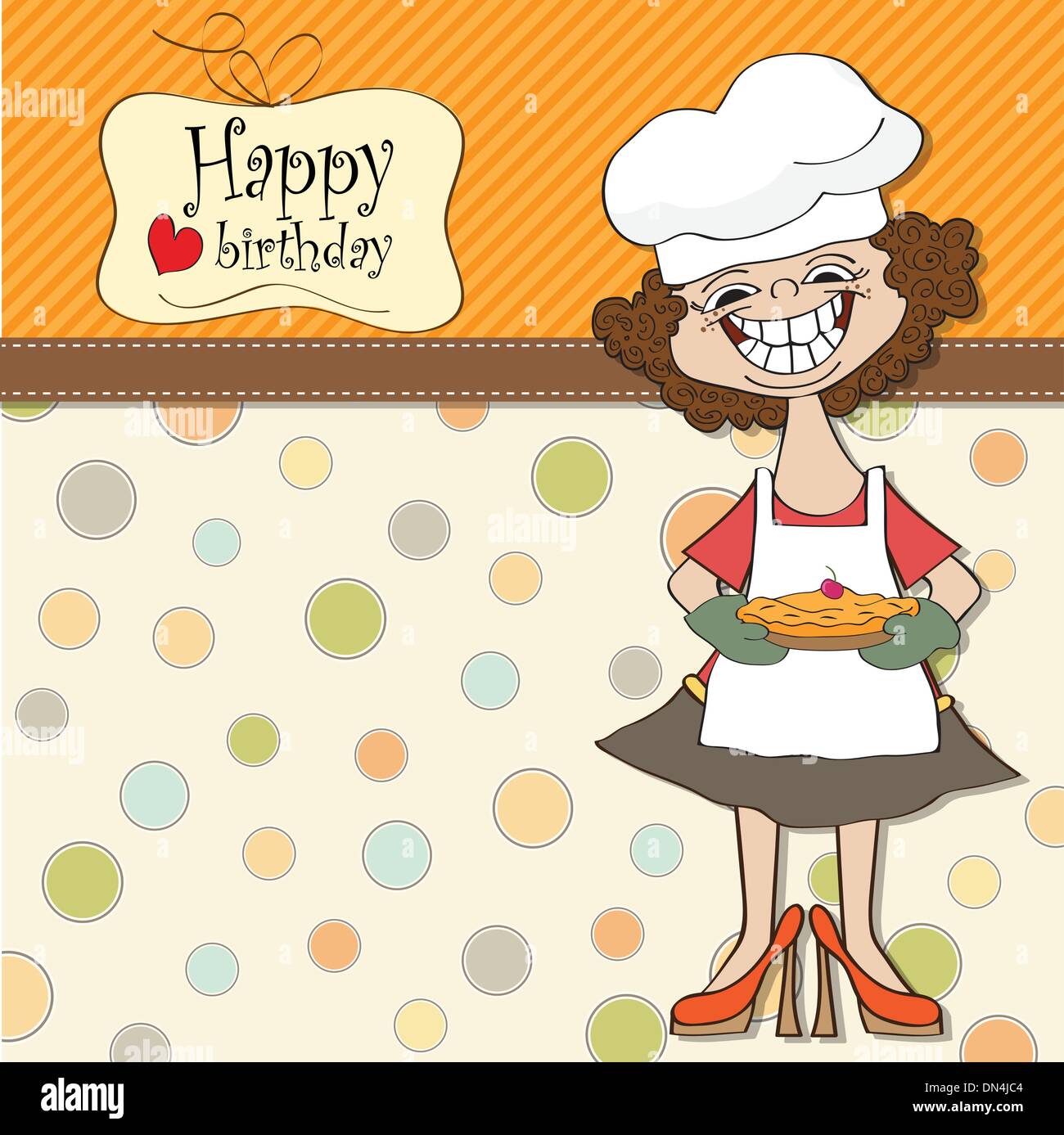 Carte De Souhaits D Anniversaire Drole Avec Femme Et Pie Image Vectorielle Stock Alamy