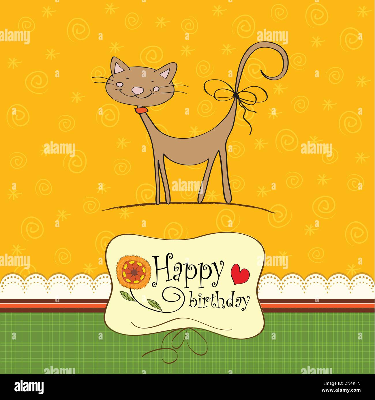 Carte D Anniversaire Avec Chat Drole Image Vectorielle Stock Alamy
