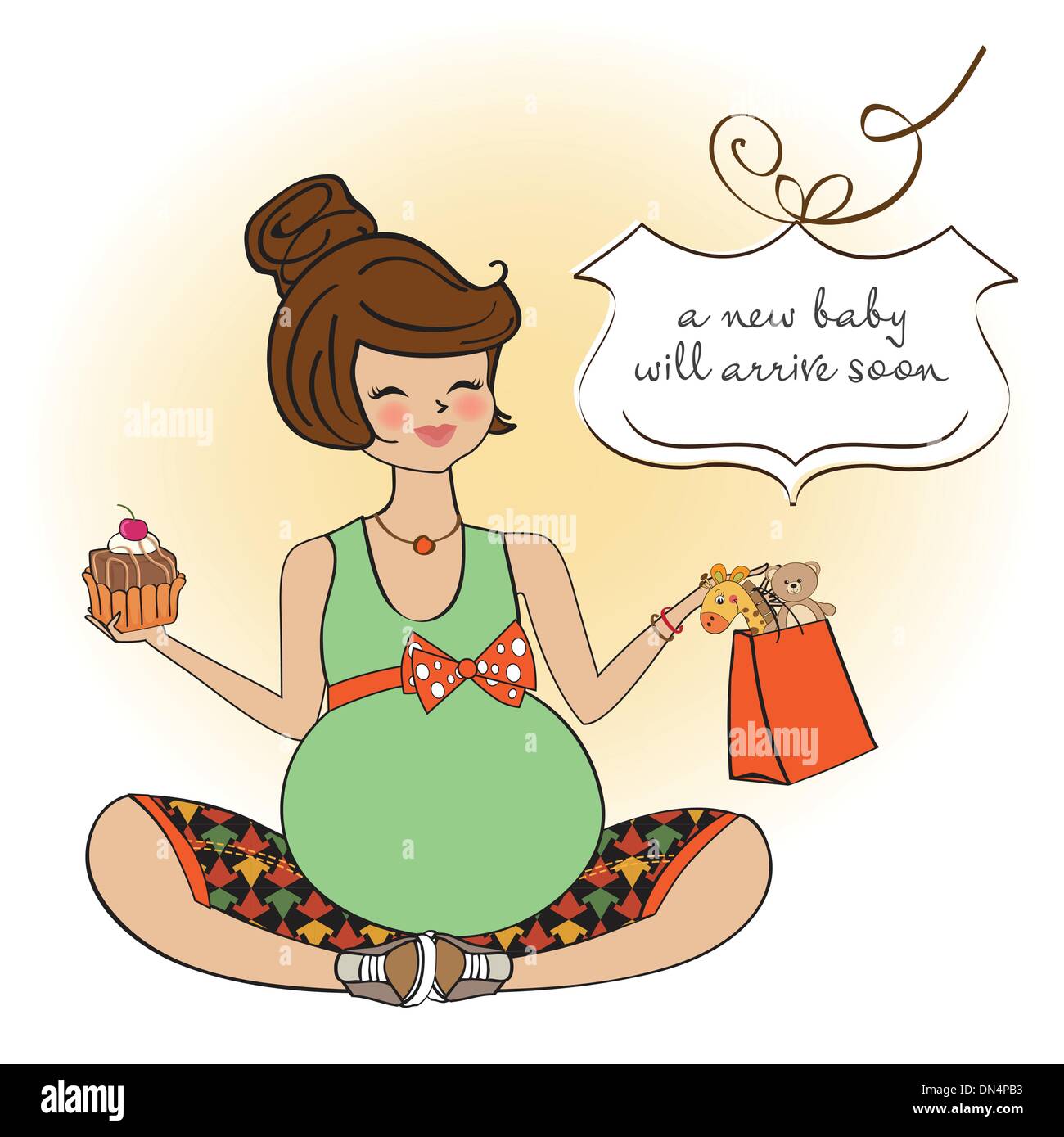 Annonce bébé carte avec femme enceinte Image Vectorielle Stock - Alamy