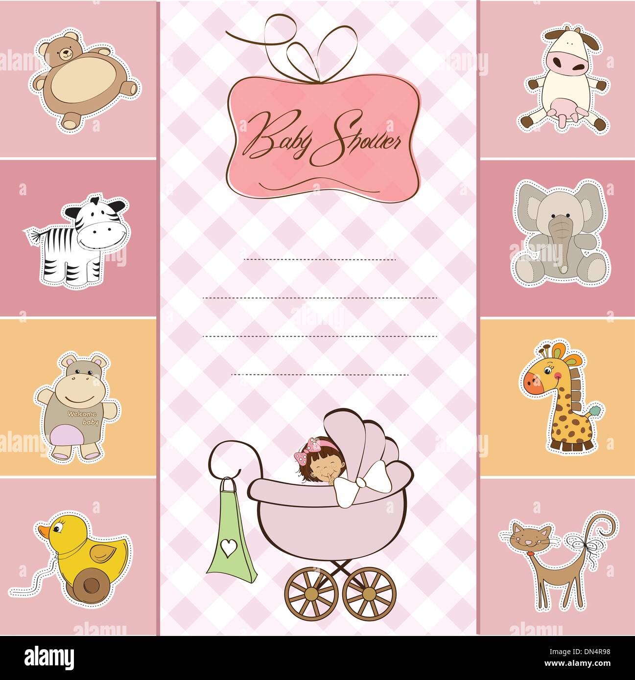 Nouvelle Annonce De Fille De Bebe Carte Avec Petite Fille Image Vectorielle Stock Alamy