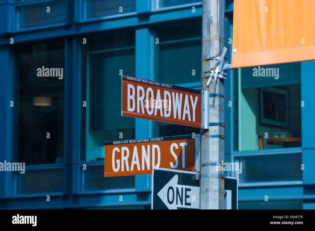 Signe de la rue Broadway et Grand Street New York City Banque D'Images