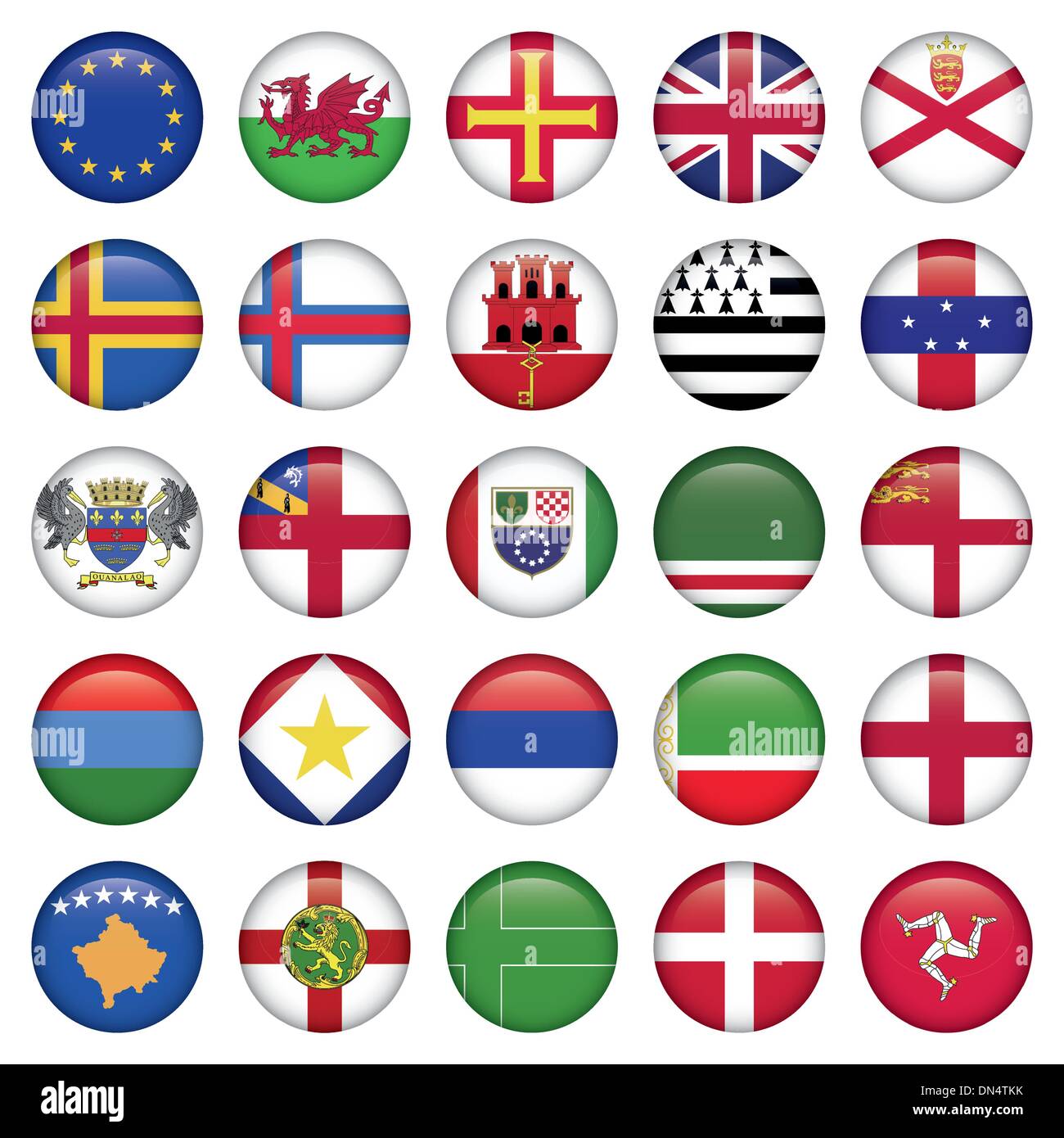 Ensemble d'icônes drapeau rond Illustration de Vecteur