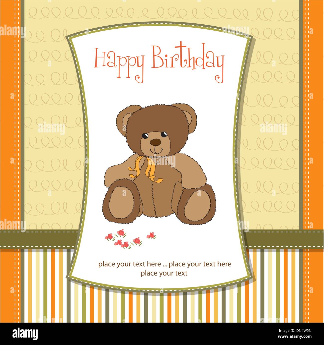 Carte D Anniversaire Avec Teddy Image Vectorielle Stock Alamy