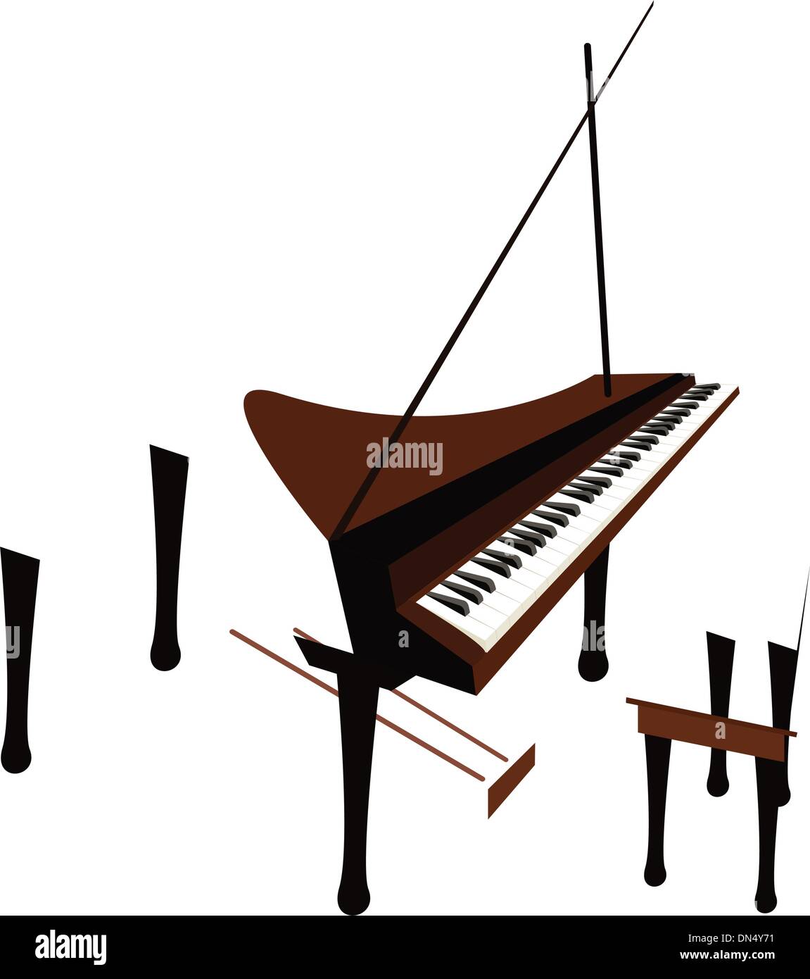 Un Grand Piano rétro isolé sur fond blanc Illustration de Vecteur