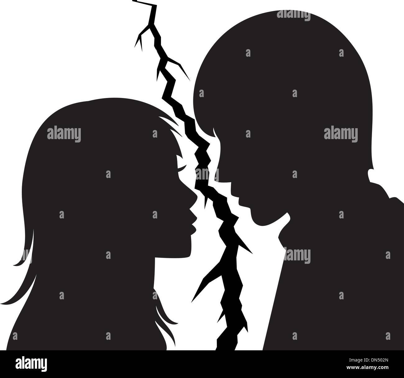 Relation brisée entre jeune homme et femme Illustration de Vecteur