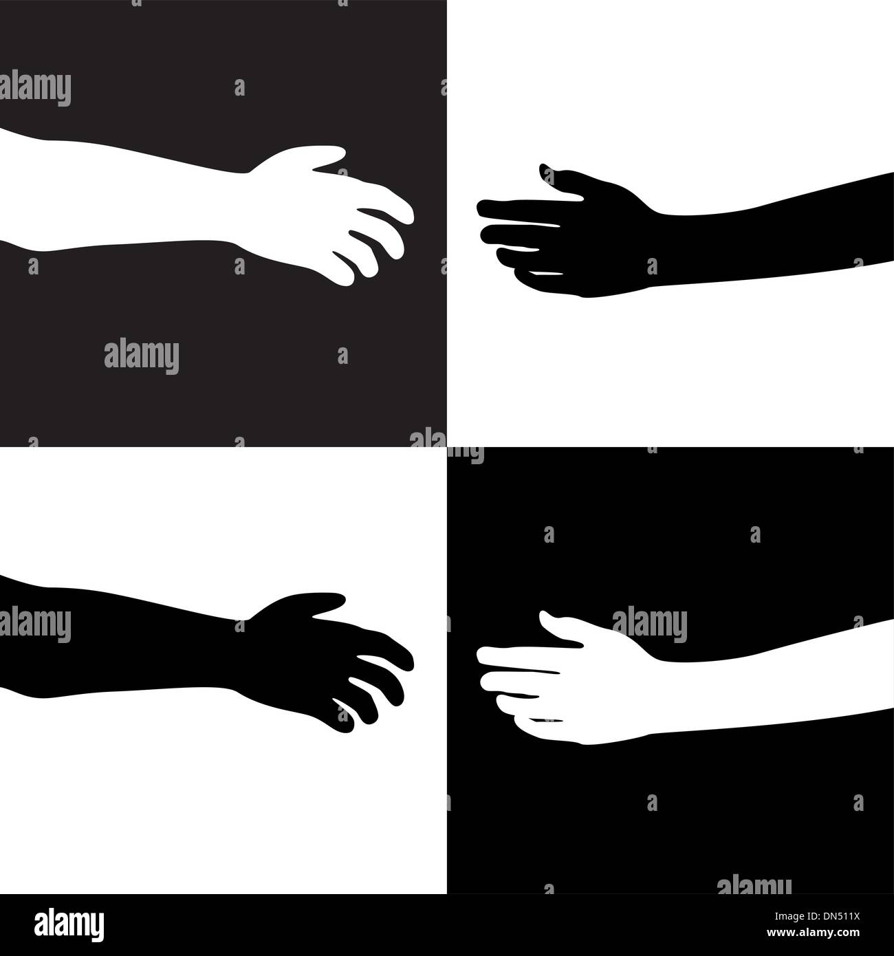 Mains noir et blanc Illustration de Vecteur