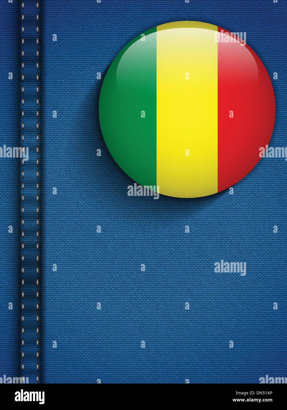 Bouton Drapeau Mali en jeans Pocket Illustration de Vecteur