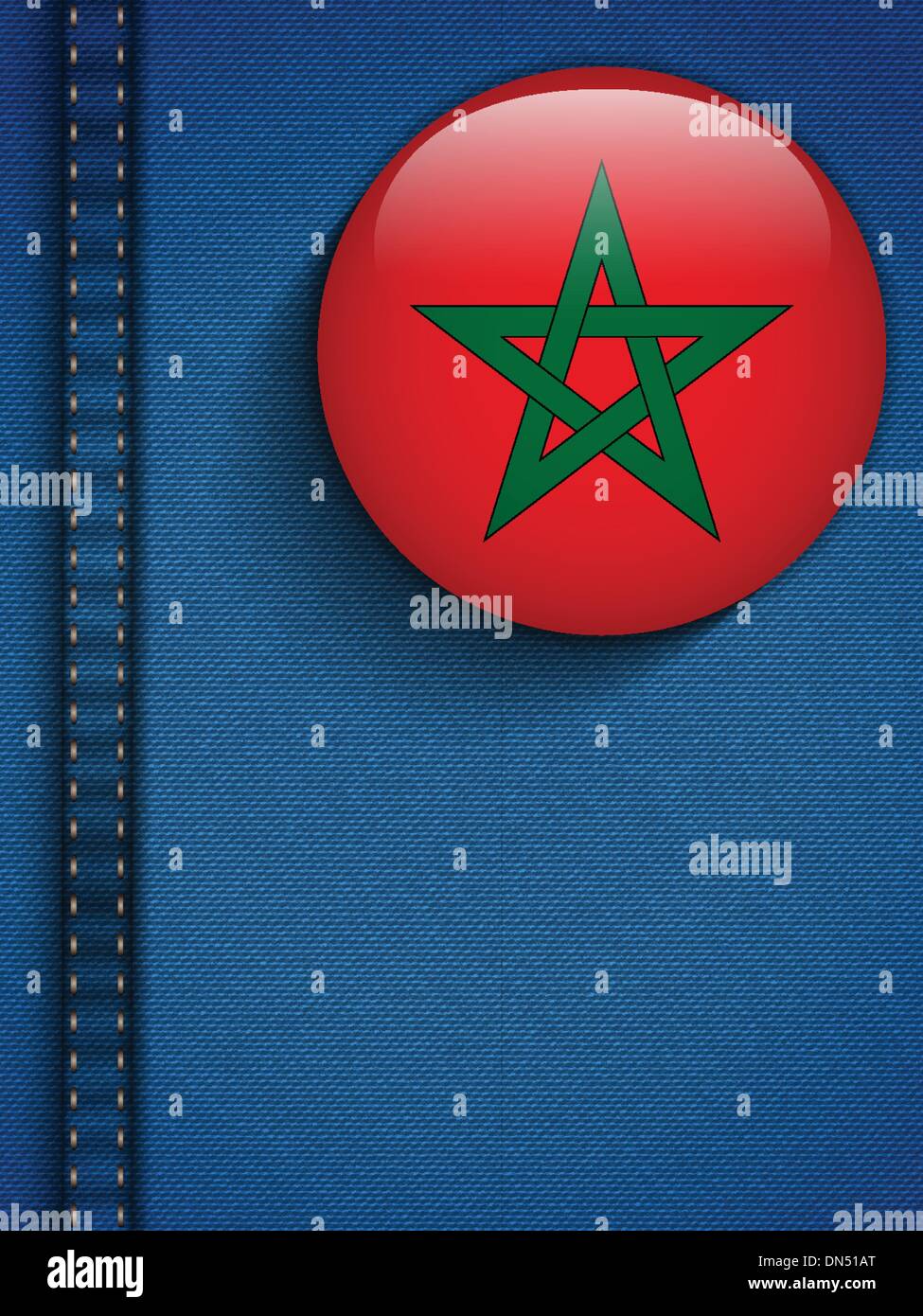 Bouton Drapeau Maroc en jeans Pocket Illustration de Vecteur