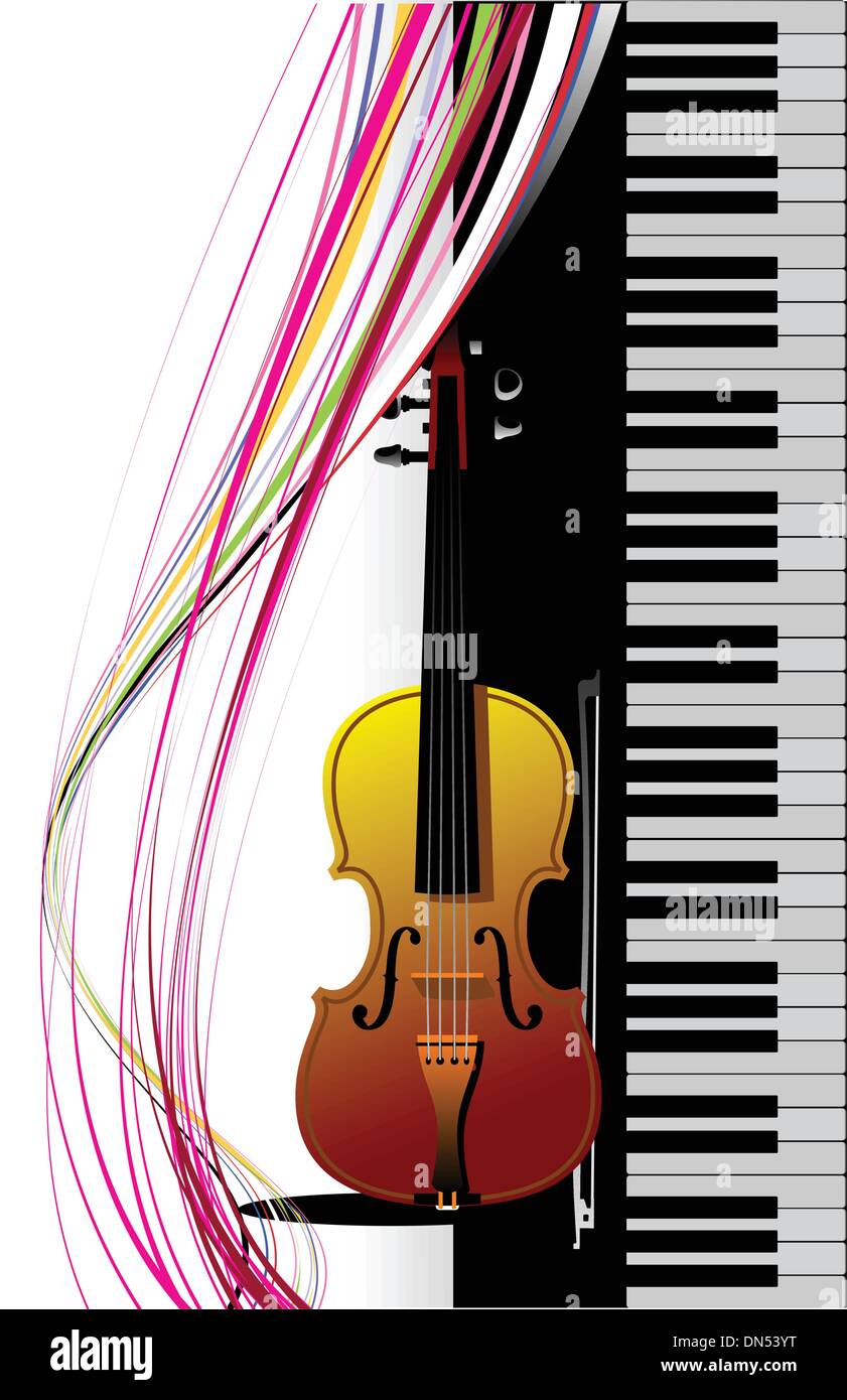 Le piano avec violon. Vector illustration couleur Illustration de Vecteur