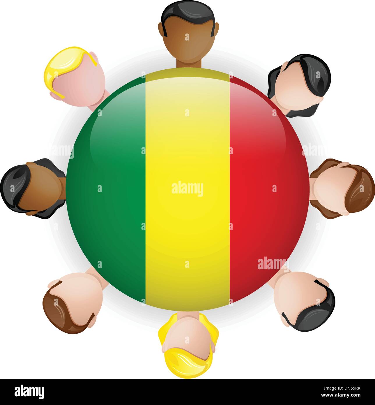 Bouton Drapeau Mali groupe de personnes d'équipe Illustration de Vecteur