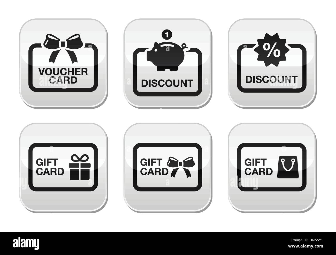 Bon, cadeau, discount card vector set boutons Illustration de Vecteur