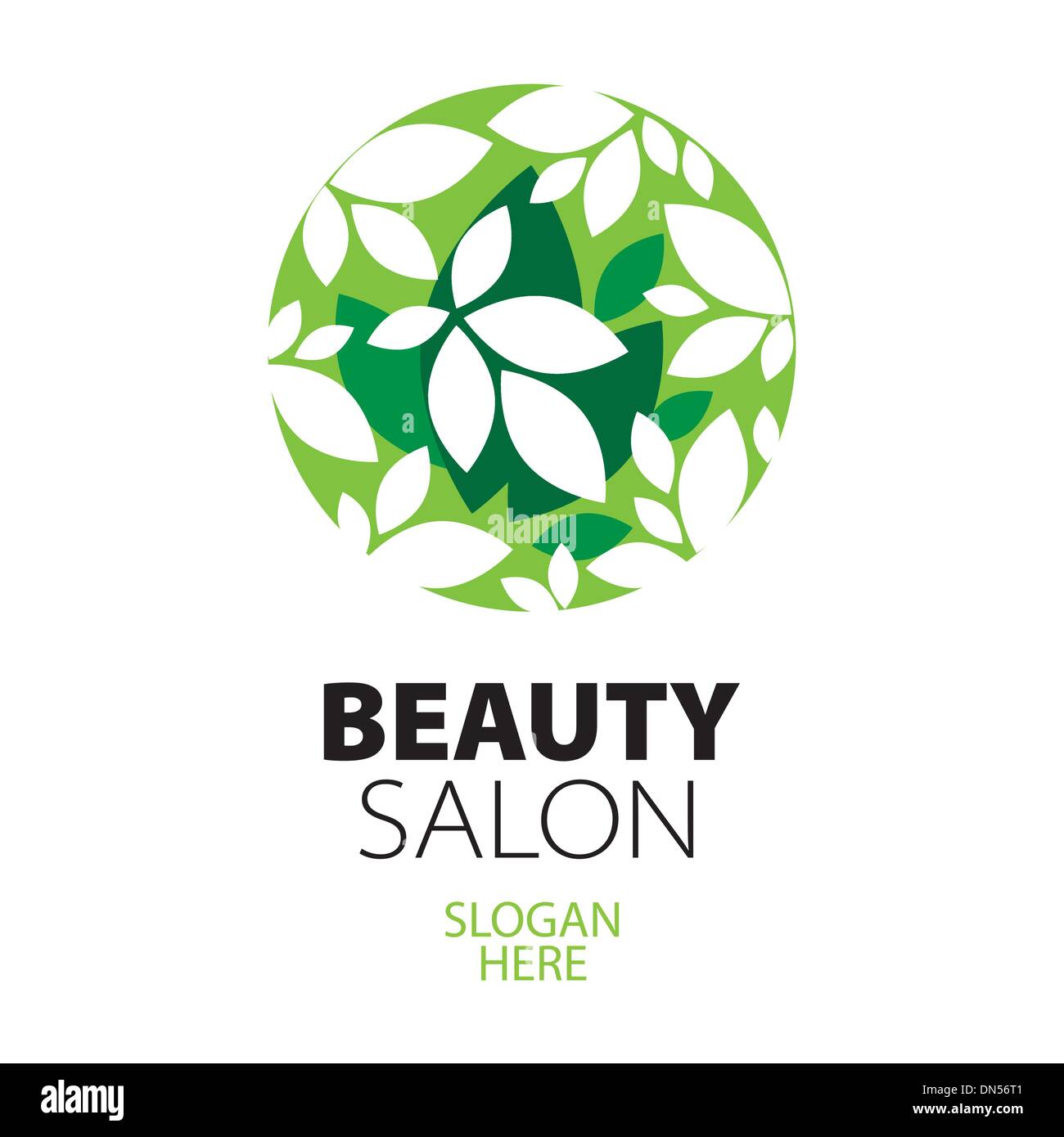 Ballon vert des feuilles logo pour salon de beauté Illustration de Vecteur