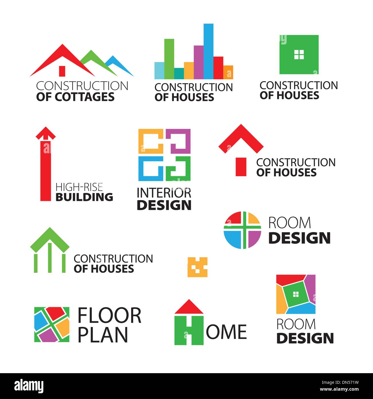 Collection de logos vectoriels Construction et réparation des maisons Illustration de Vecteur