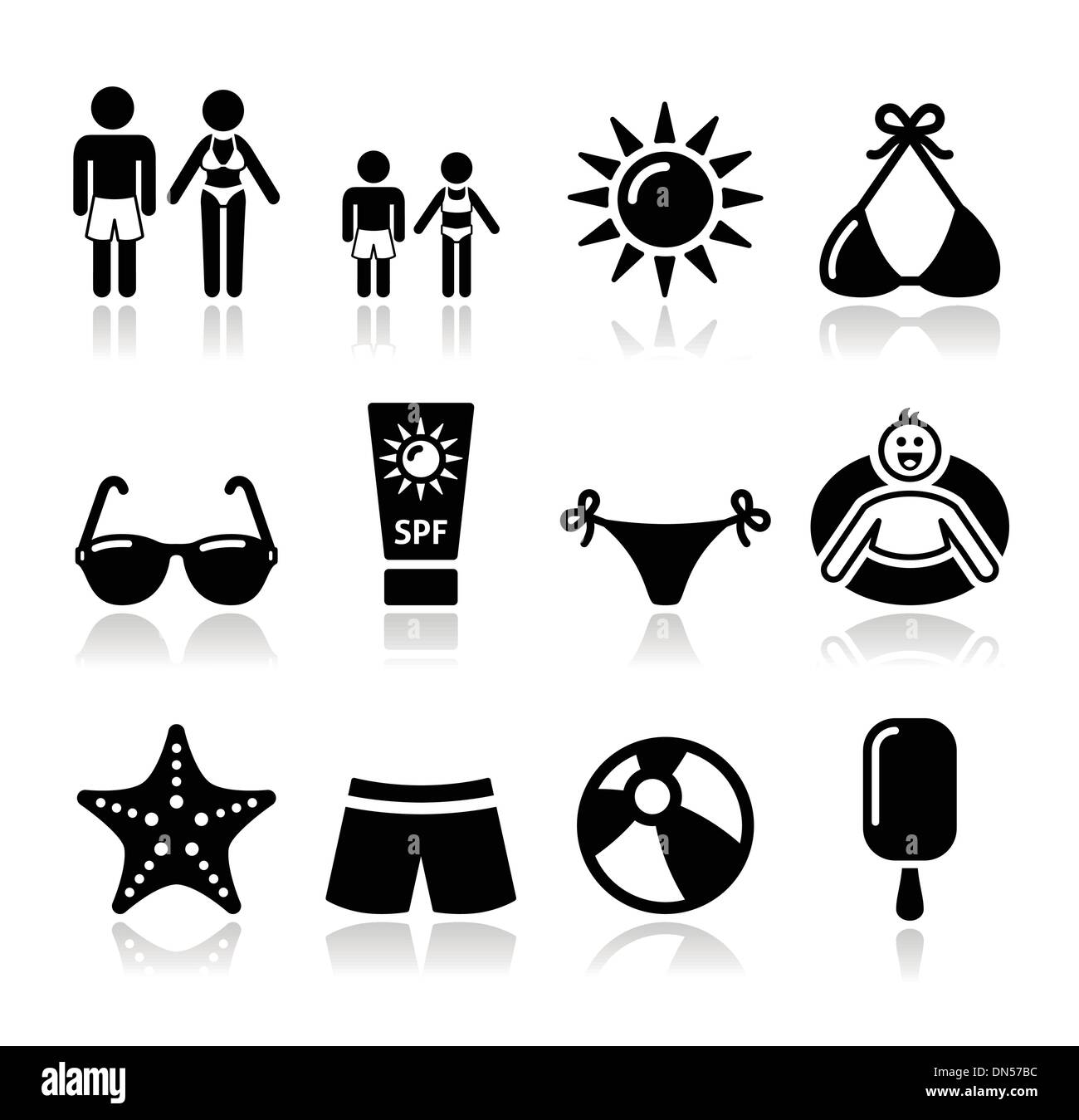 Été plage vacances vector icons set Illustration de Vecteur