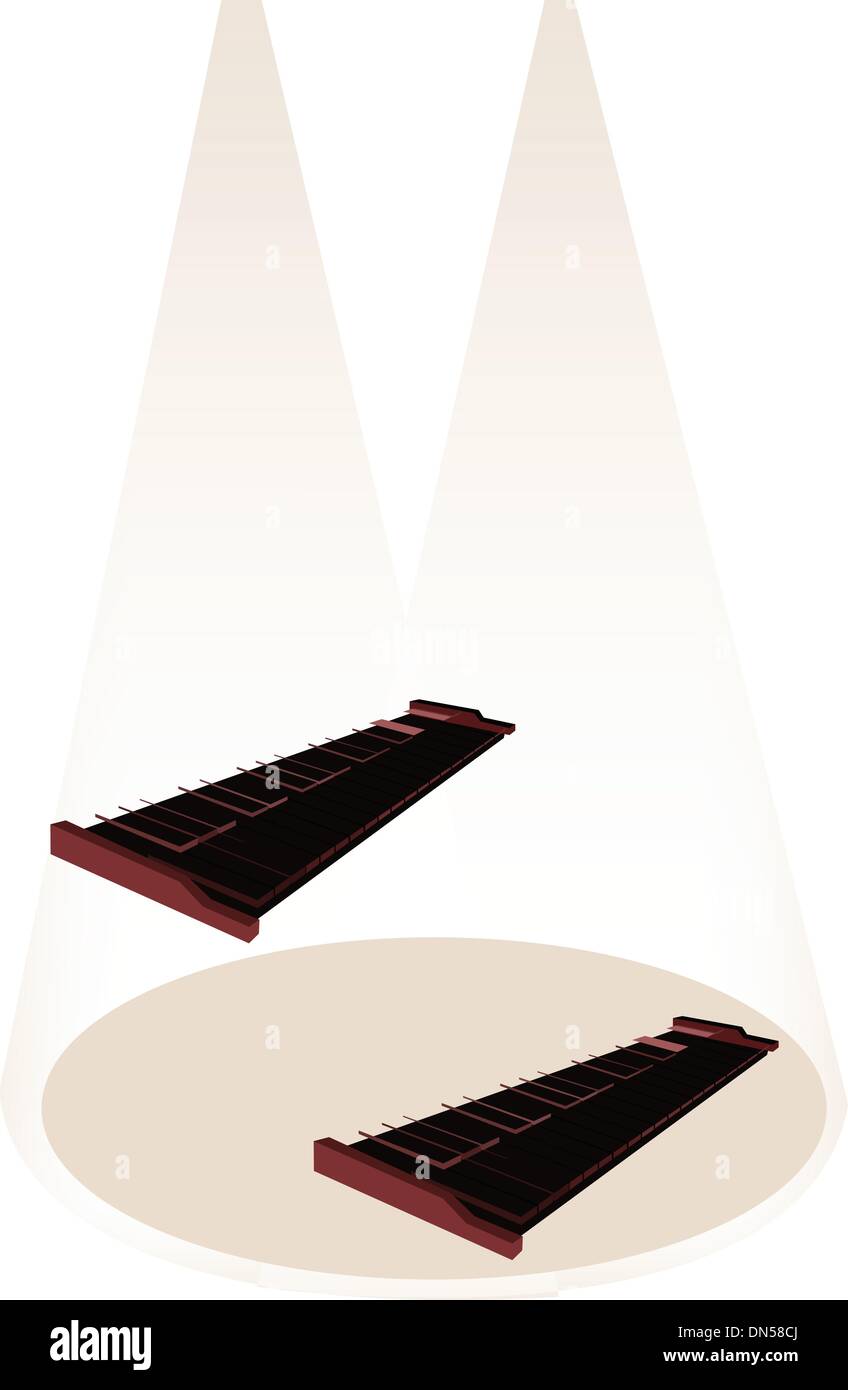 Deux xylophone sur scène Brown Background Illustration de Vecteur
