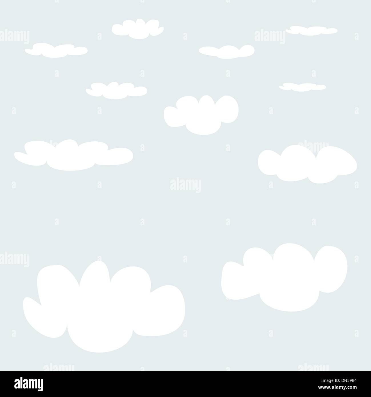 Vector set avec des nuages blancs isolé sur fond de ciel bleu Illustration de Vecteur